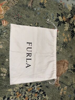 Furla White Drawstring Bag with Black Logo